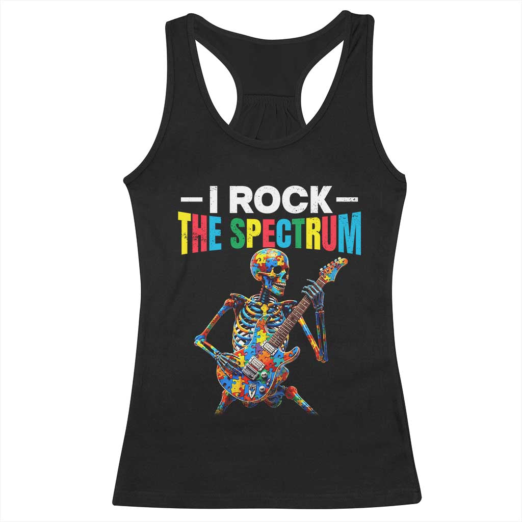 Autism Skeleton Rocker Racerback Tank Top I Rock The Spectrum Autism Awareness TS11 Black Print Your Wear