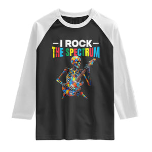 Autism Skeleton Rocker Raglan Shirt I Rock The Spectrum Autism Awareness TS11 Black White Print Your Wear