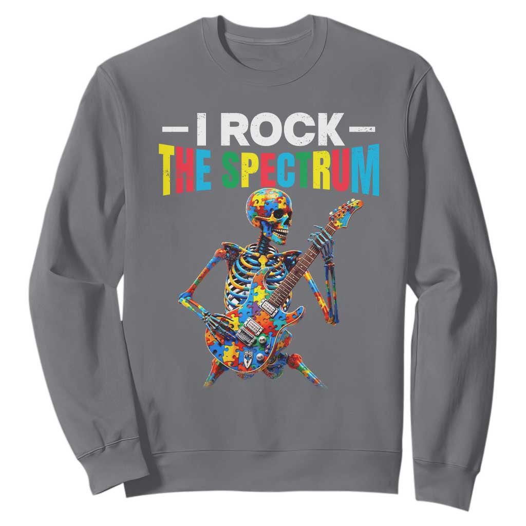 Autism Skeleton Rocker Sweatshirt I Rock The Spectrum Autism Awareness TS11 Charcoal Print Your Wear