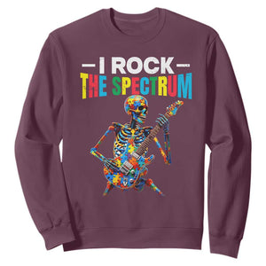 Autism Skeleton Rocker Sweatshirt I Rock The Spectrum Autism Awareness TS11 Maroon Print Your Wear