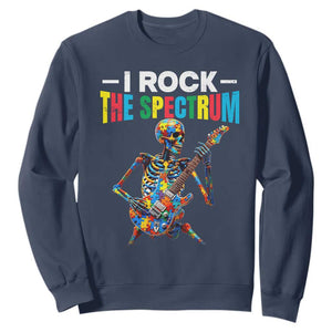 Autism Skeleton Rocker Sweatshirt I Rock The Spectrum Autism Awareness TS11 Navy Print Your Wear