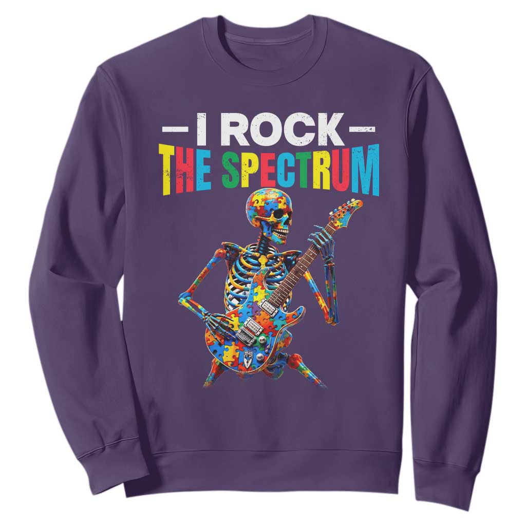 Autism Skeleton Rocker Sweatshirt I Rock The Spectrum Autism Awareness TS11 Purple Print Your Wear