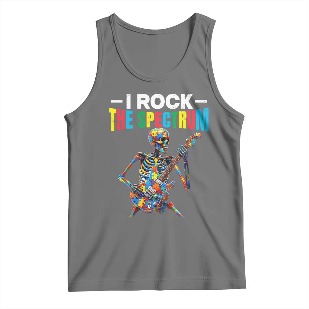 Autism Skeleton Rocker Tank Top I Rock The Spectrum Autism Awareness TS11 Black Heather Print Your Wear