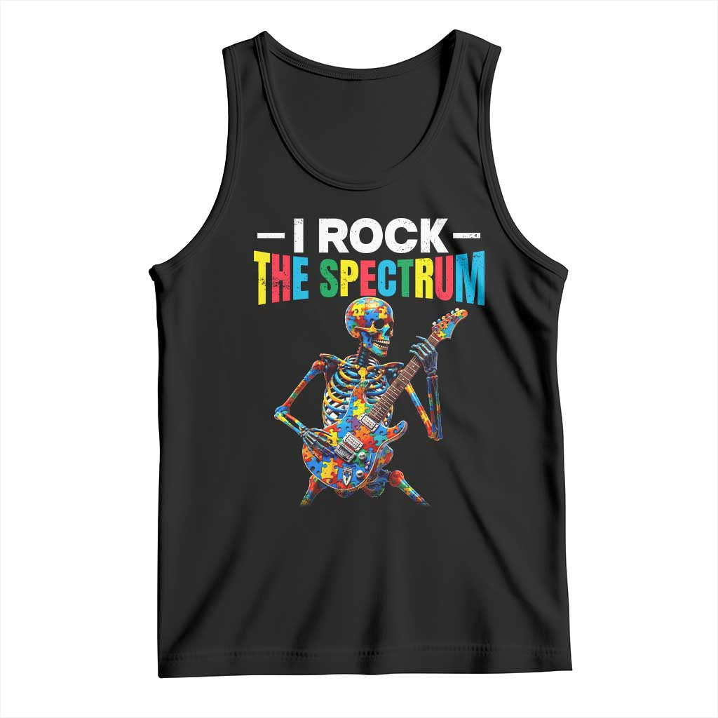 Autism Skeleton Rocker Tank Top I Rock The Spectrum Autism Awareness TS11 Black Print Your Wear
