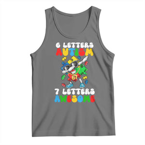 Funny 67 Autism Awareness Tank Top 6 Letters Autism 7 Letters Awesome Dabbing Puzzle TS11 Black Heather Print Your Wear