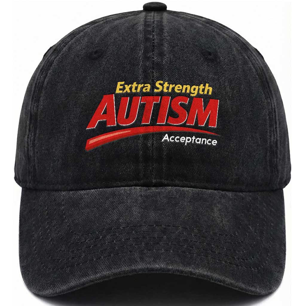 Funny Extra Strength Autism Acceptance Inappropriate Autism Meme Washed Cotton Baseball Cap TS11 Print Your Wear