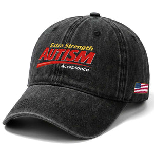 Funny Extra Strength Autism Acceptance Inappropriate Autism Meme Washed Cotton Baseball Cap TS11 Print Your Wear