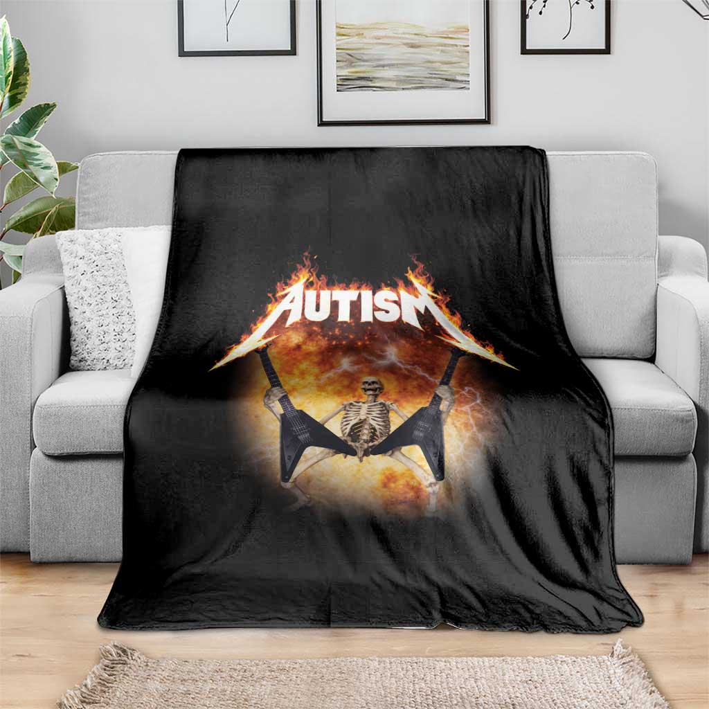 Autism Skeleton Rocker Throw Blanket Hardcore Rock Style Artwork TS11 Print Your Wear