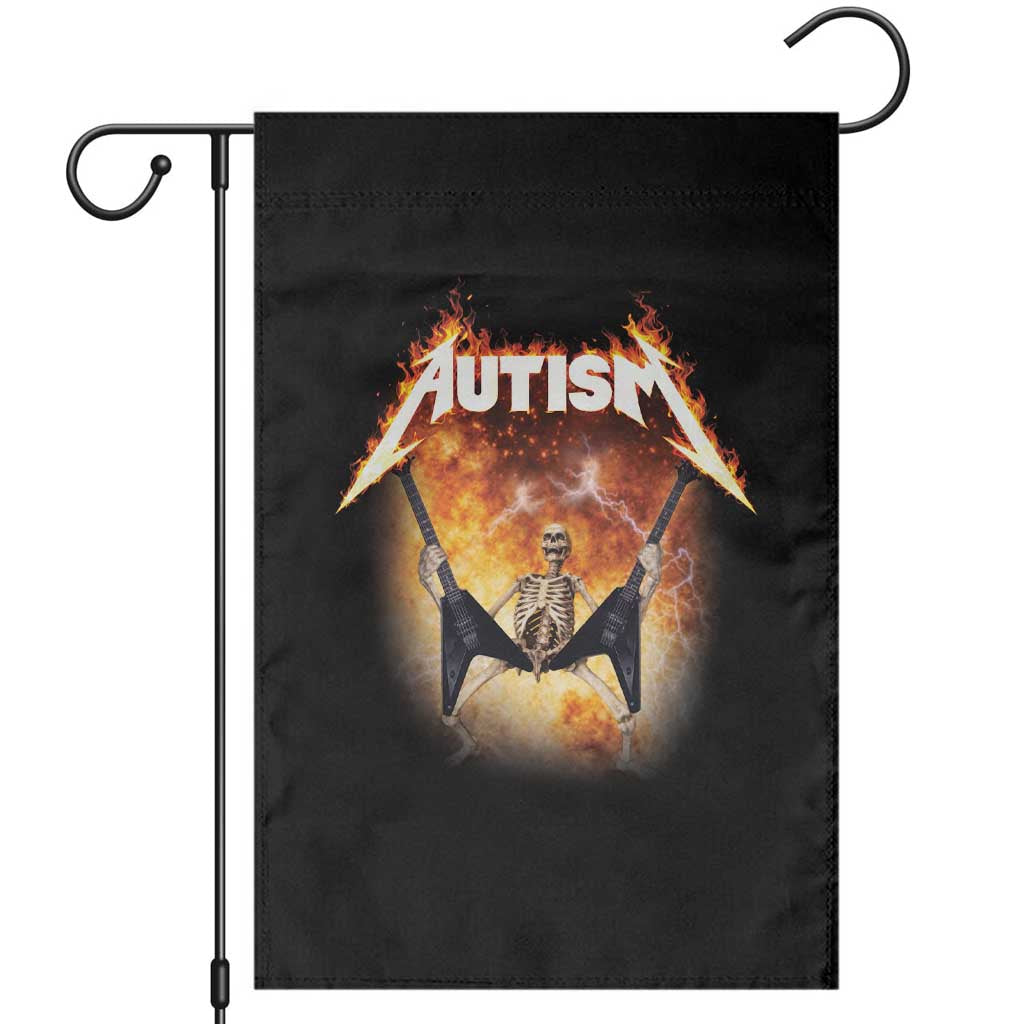Autism Skeleton Rocker Garden Flag Hardcore Rock Style Artwork TS11 Black Print Your Wear