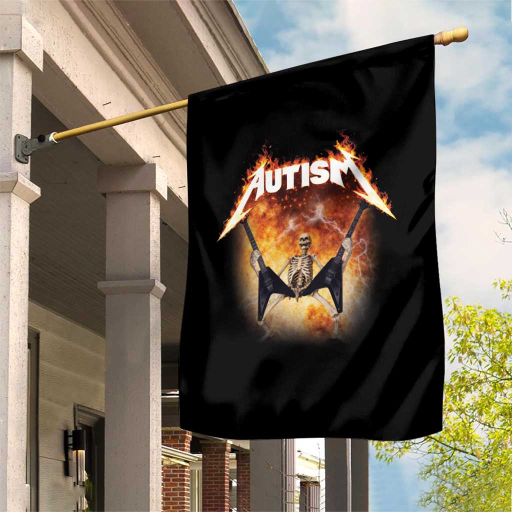 Autism Skeleton Rocker Garden Flag Hardcore Rock Style Artwork TS11 Print Your Wear