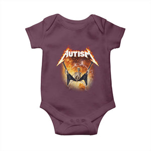 Autism Skeleton Rocker Baby Onesie Hardcore Rock Style Artwork TS11 Maroon Print Your Wear