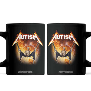 Autism Skeleton Rocker Coffee Mug Hardcore Rock Style Artwork TS11 Black Print Your Wear