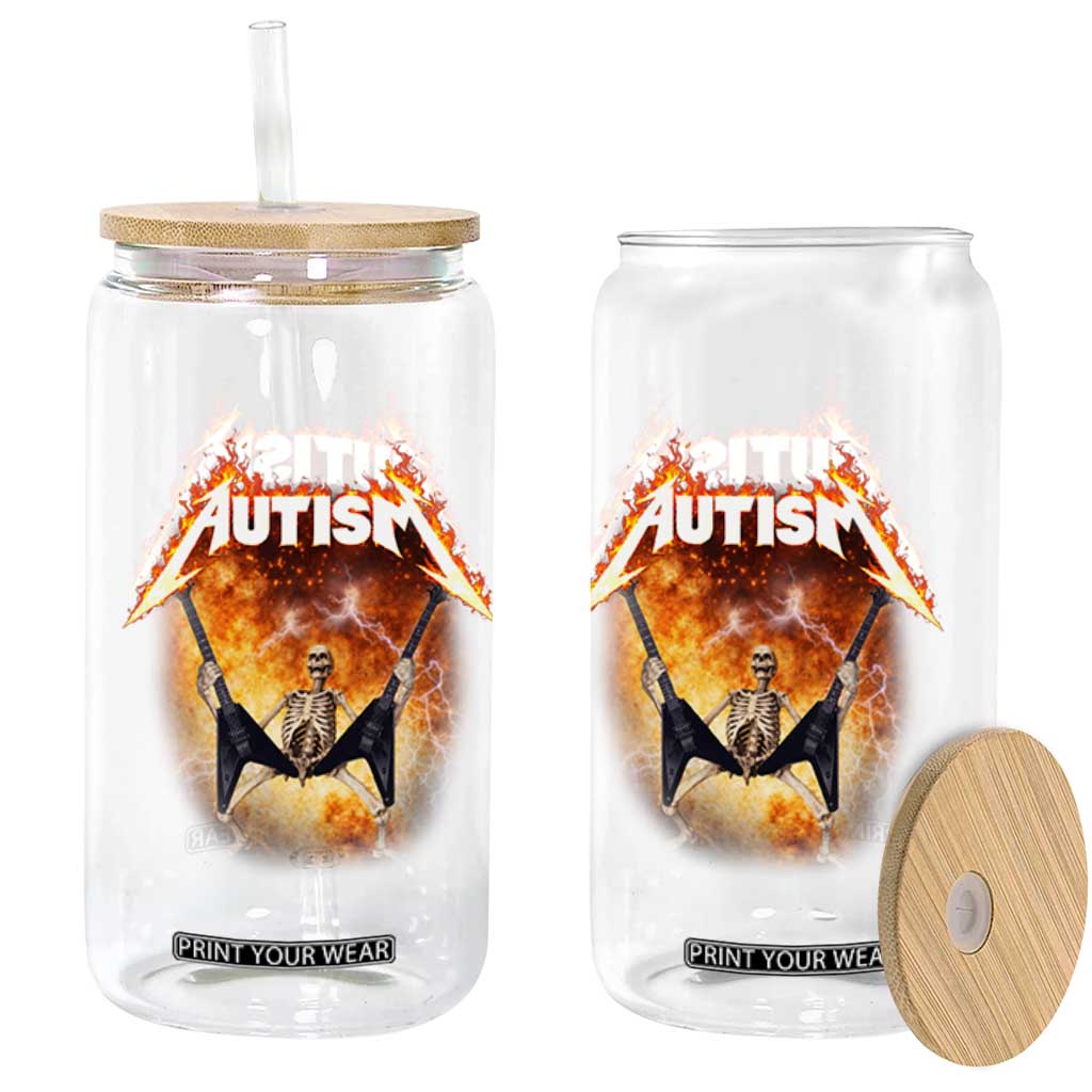 Autism Skeleton Rocker Glass Can Hardcore Rock Style Artwork TS11 Print Your Wear