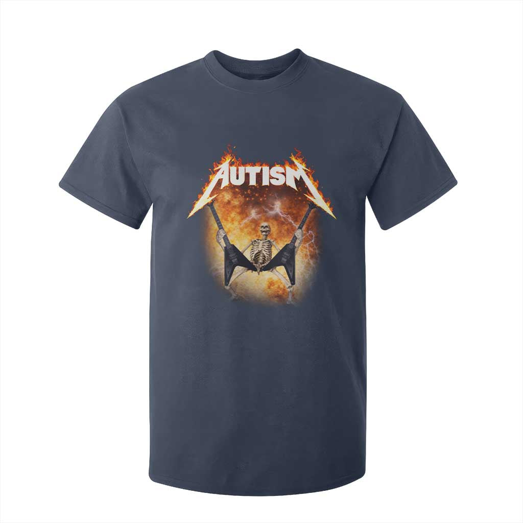 Autism Skeleton Rocker T Shirt For Kid Hardcore Rock Style Artwork TS11 Navy Print Your Wear