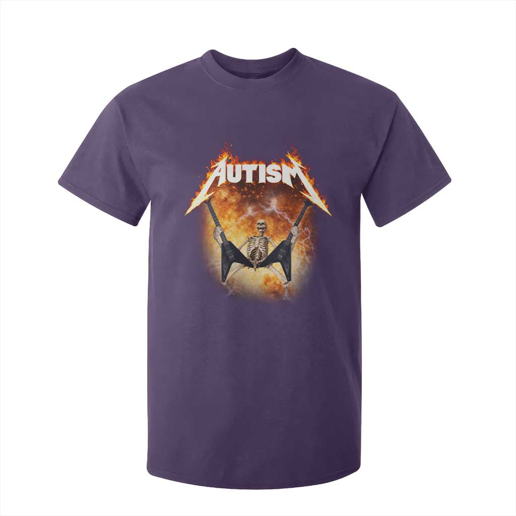Autism Skeleton Rocker T Shirt For Kid Hardcore Rock Style Artwork TS11 Purple Print Your Wear