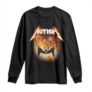 Autism Skeleton Rocker Long Sleeve Shirt Hardcore Rock Style Artwork TS11 Black Print Your Wear