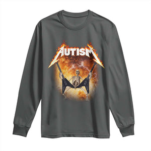 Autism Skeleton Rocker Long Sleeve Shirt Hardcore Rock Style Artwork TS11 Dark Heather Print Your Wear