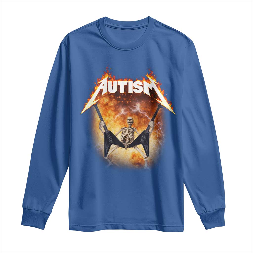 Autism Skeleton Rocker Long Sleeve Shirt Hardcore Rock Style Artwork TS11 Royal Blue Print Your Wear