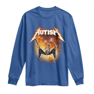 Autism Skeleton Rocker Long Sleeve Shirt Hardcore Rock Style Artwork TS11 Royal Blue Print Your Wear