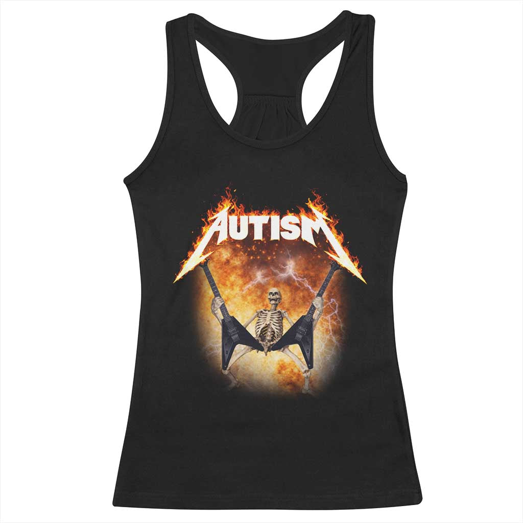 Autism Skeleton Rocker Racerback Tank Top Hardcore Rock Style Artwork TS11 Black Print Your Wear
