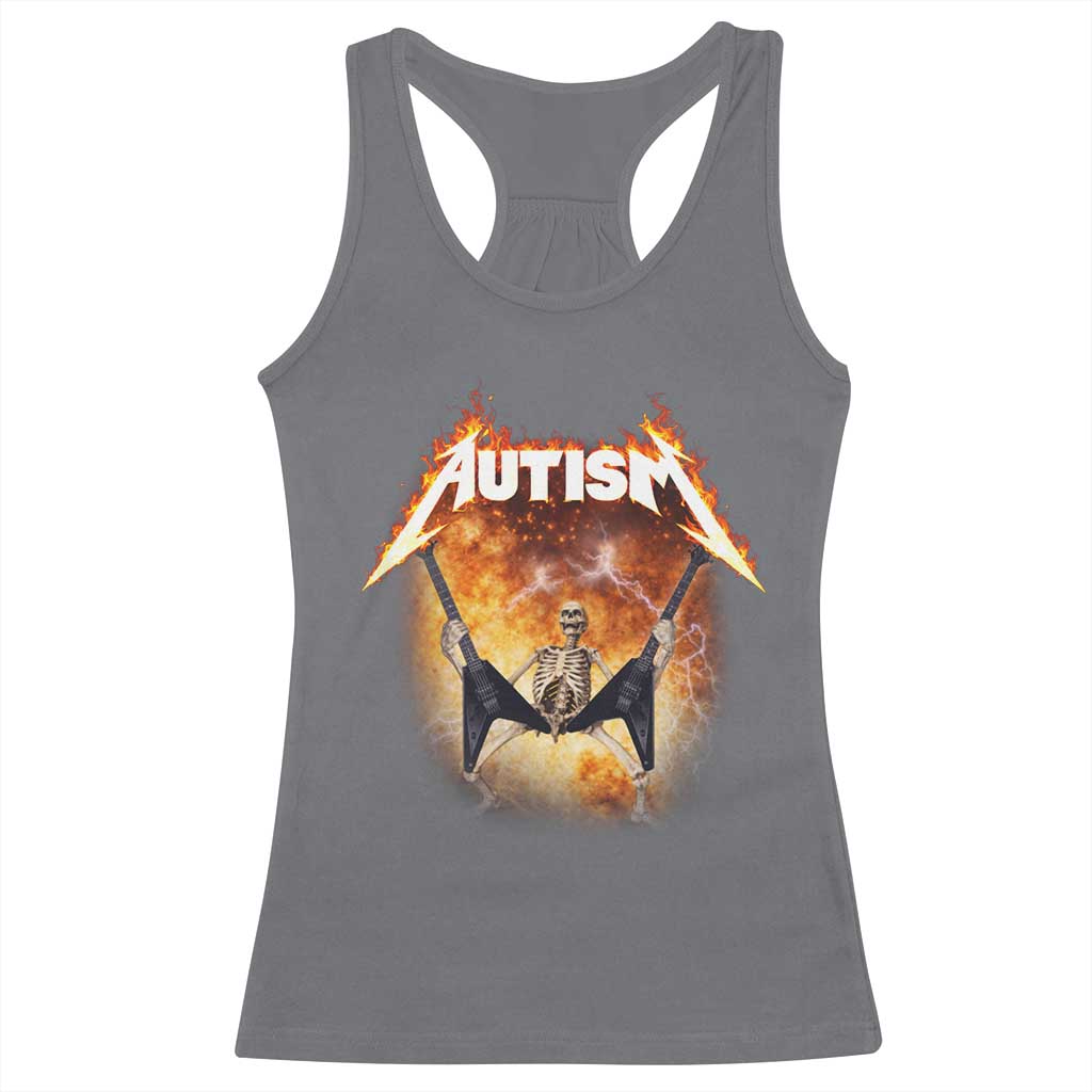 Autism Skeleton Rocker Racerback Tank Top Hardcore Rock Style Artwork TS11 Charcoal Print Your Wear