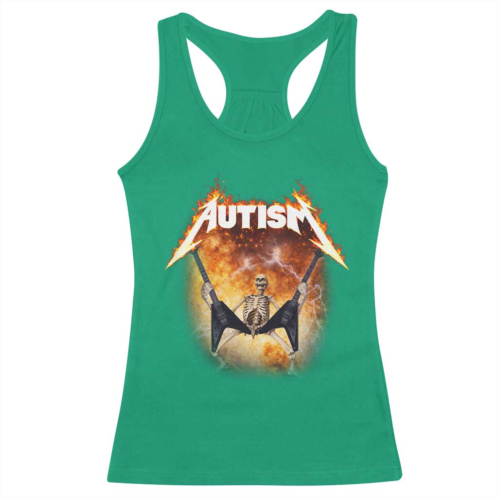 Autism Skeleton Rocker Racerback Tank Top Hardcore Rock Style Artwork TS11 Irish Green Print Your Wear