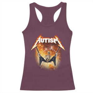 Autism Skeleton Rocker Racerback Tank Top Hardcore Rock Style Artwork TS11 Maroon Print Your Wear