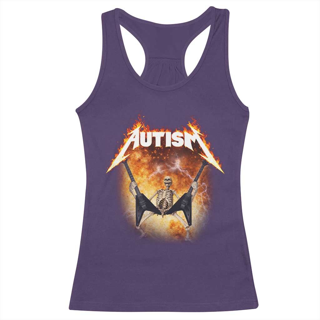 Autism Skeleton Rocker Racerback Tank Top Hardcore Rock Style Artwork TS11 Purple Print Your Wear