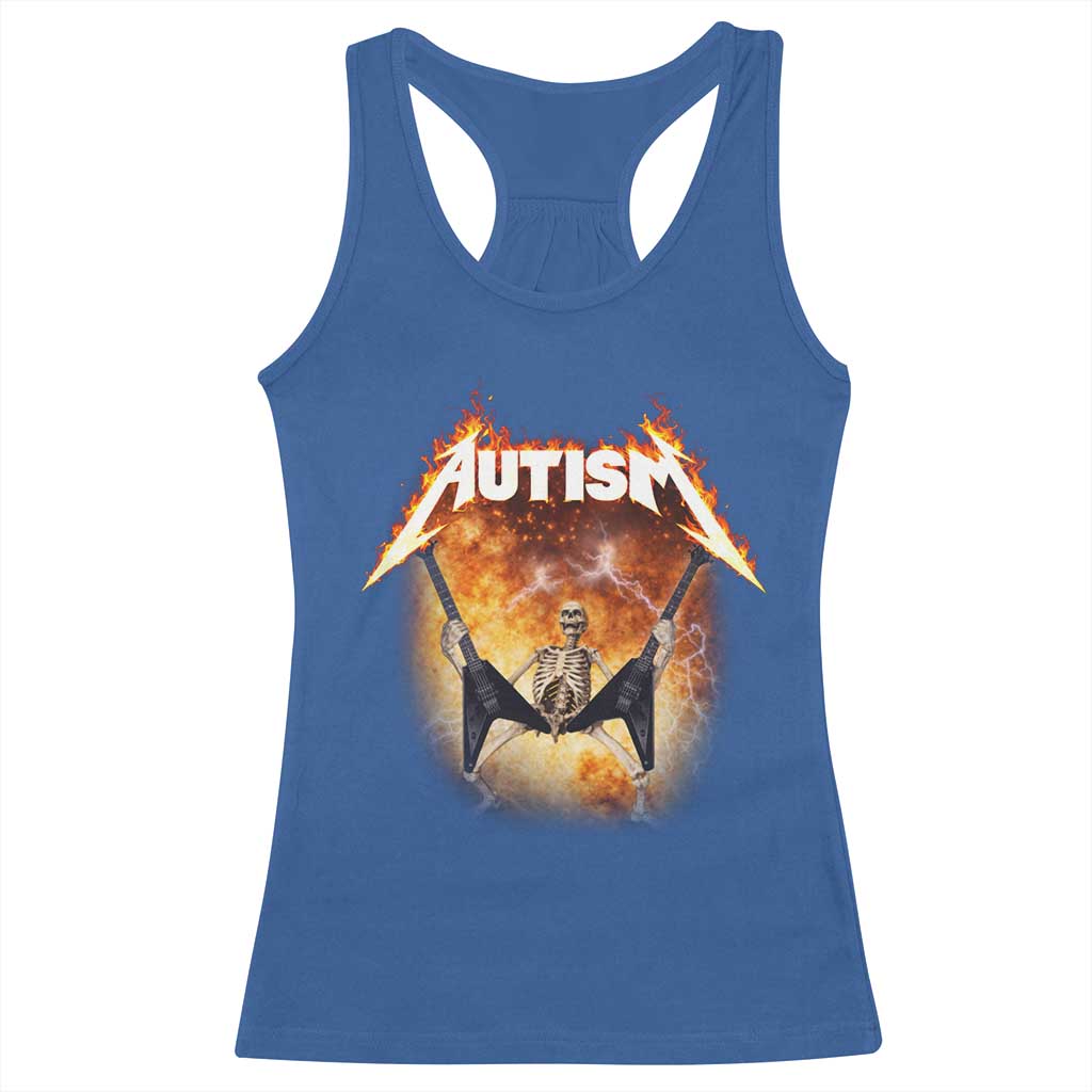 Autism Skeleton Rocker Racerback Tank Top Hardcore Rock Style Artwork TS11 Royal Blue Print Your Wear