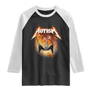 Autism Skeleton Rocker Raglan Shirt Hardcore Rock Style Artwork TS11 Black White Print Your Wear