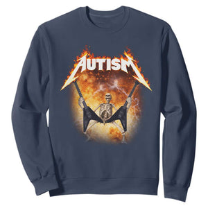 Autism Skeleton Rocker Sweatshirt Hardcore Rock Style Artwork TS11 Navy Print Your Wear