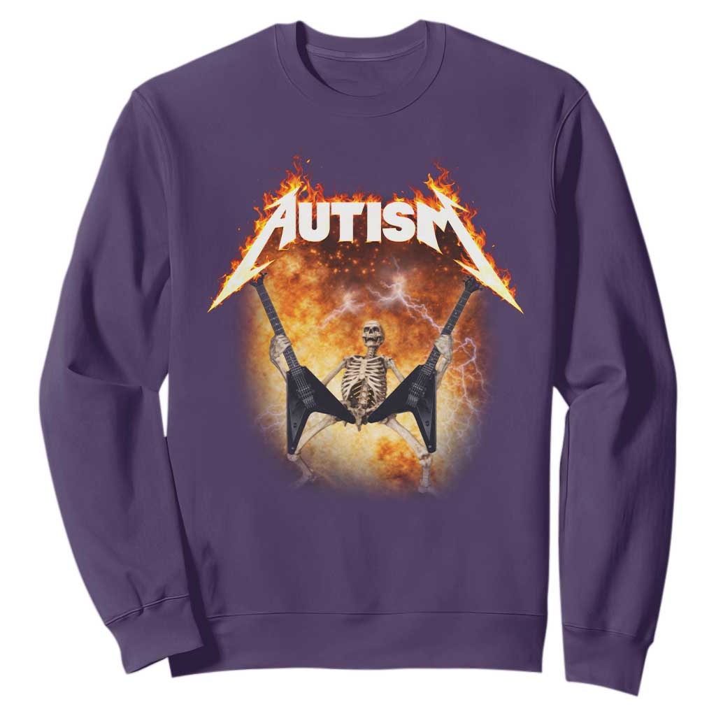 Autism Skeleton Rocker Sweatshirt Hardcore Rock Style Artwork TS11 Purple Print Your Wear