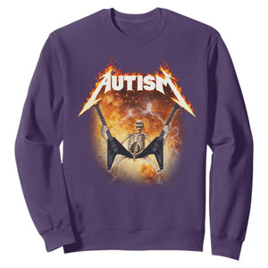 Autism Skeleton Rocker Sweatshirt Hardcore Rock Style Artwork TS11 Purple Print Your Wear