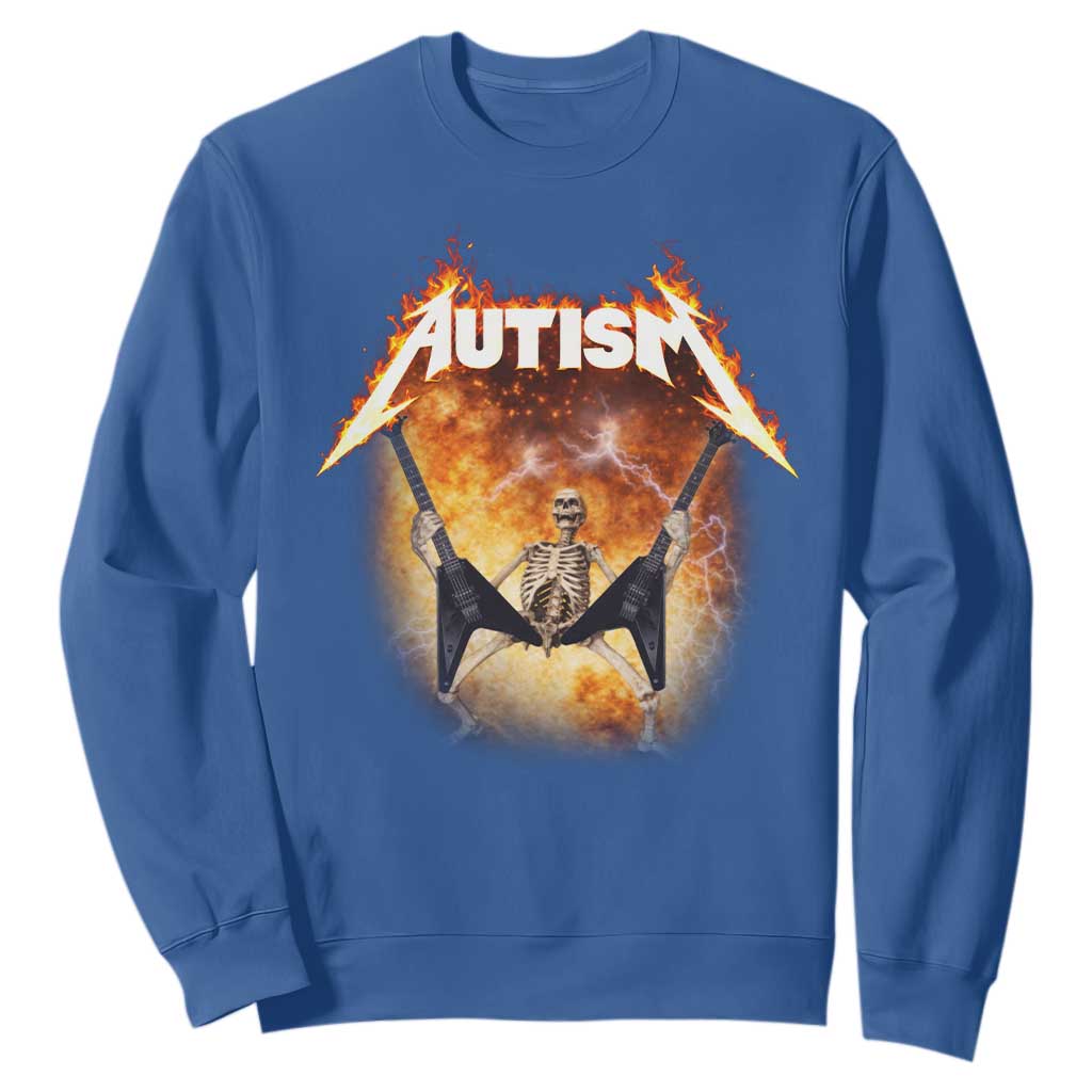 Autism Skeleton Rocker Sweatshirt Hardcore Rock Style Artwork TS11 Royal Blue Print Your Wear