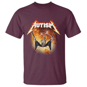 Autism Skeleton Rocker T Shirt Hardcore Rock Style Artwork TS11 Maroon Print Your Wear