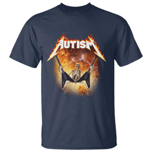 Autism Skeleton Rocker T Shirt Hardcore Rock Style Artwork TS11 Navy Print Your Wear