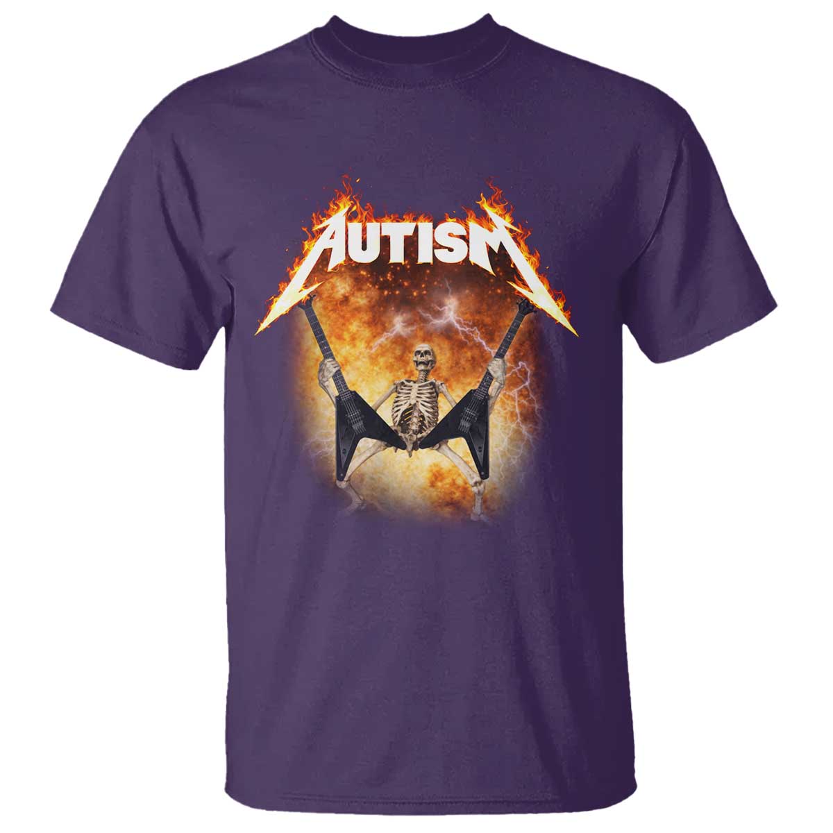 Autism Skeleton Rocker T Shirt Hardcore Rock Style Artwork TS11 Purple Print Your Wear