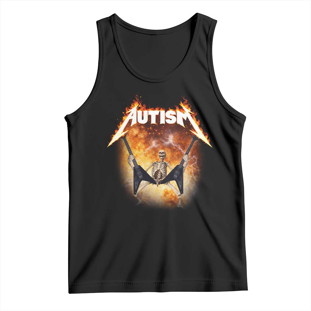 Autism Skeleton Rocker Tank Top Hardcore Rock Style Artwork TS11 Black Print Your Wear