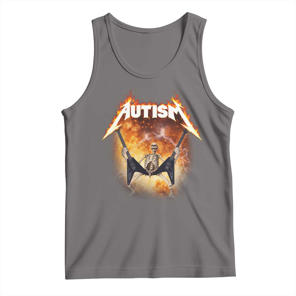 Autism Skeleton Rocker Tank Top Hardcore Rock Style Artwork TS11 Deep Heather Print Your Wear