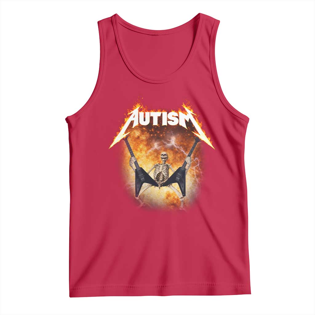 Autism Skeleton Rocker Tank Top Hardcore Rock Style Artwork TS11 Red Print Your Wear