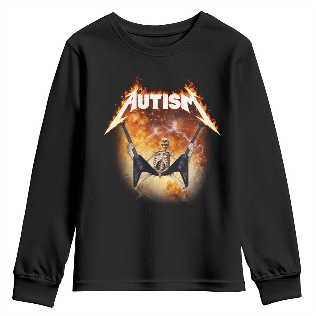 Autism Skeleton Rocker Youth Sweatshirt Hardcore Rock Style Artwork TS11 Black Print Your Wear
