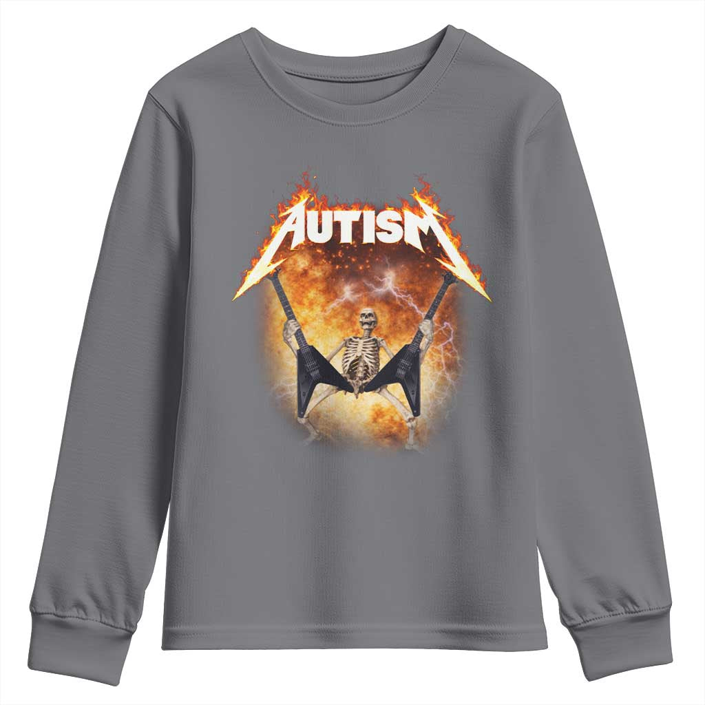 Autism Skeleton Rocker Youth Sweatshirt Hardcore Rock Style Artwork TS11 Charcoal Print Your Wear