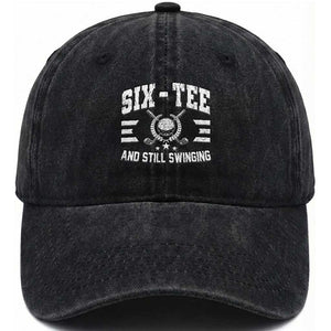 60th Birthday Golf Washed Cotton Baseball Cap Funny Six Tee And Still Swinging 60 Years Old TS11 Print Your Wear