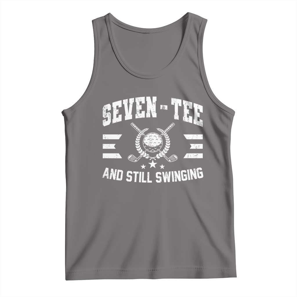 70th Birthday Golf Tank Top Funny Seven Tee And Still Swinging 70 Years Old TS11 Deep Heather Print Your Wear