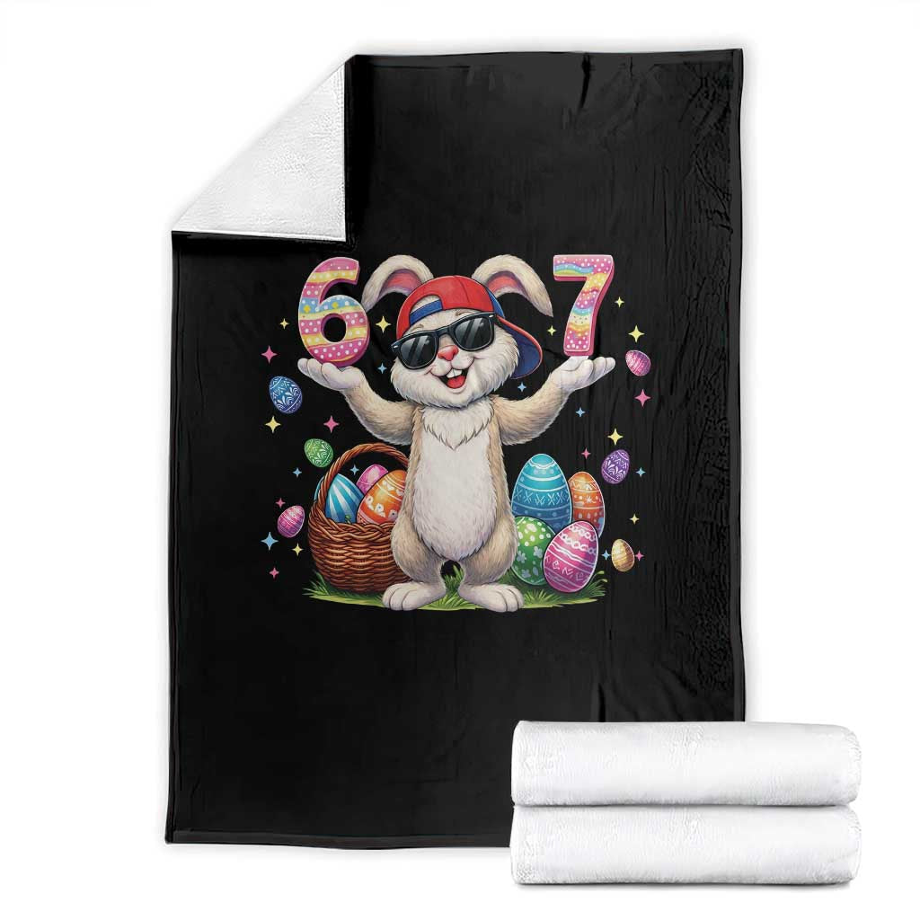Funny Easter Day Six Seven 67 Bunny Boys Kids Throw Blanket TS11 Black Print Your Wear