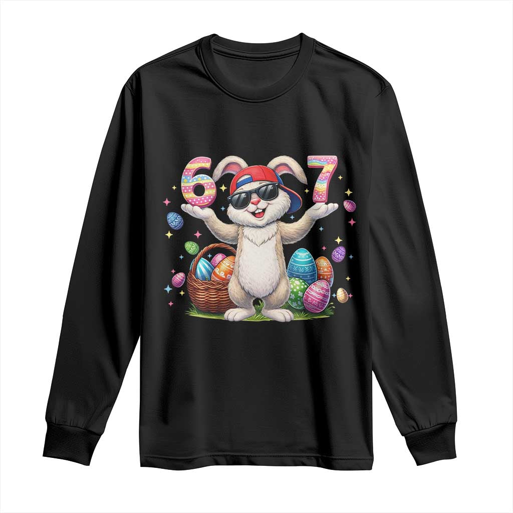 Funny Easter Day Six Seven 67 Bunny Boys Kids Long Sleeve Shirt TS11 Black Print Your Wear