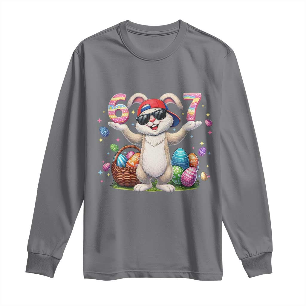 Funny Easter Day Six Seven 67 Bunny Boys Kids Long Sleeve Shirt TS11 Charcoal Print Your Wear
