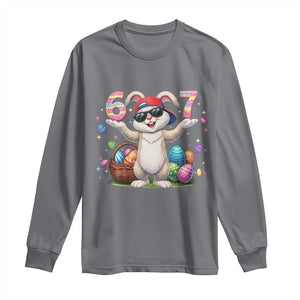 Funny Easter Day Six Seven 67 Bunny Boys Kids Long Sleeve Shirt TS11 Charcoal Print Your Wear