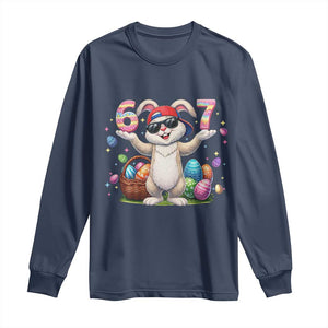 Funny Easter Day Six Seven 67 Bunny Boys Kids Long Sleeve Shirt TS11 Navy Print Your Wear