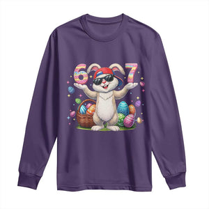 Funny Easter Day Six Seven 67 Bunny Boys Kids Long Sleeve Shirt TS11 Purple Print Your Wear